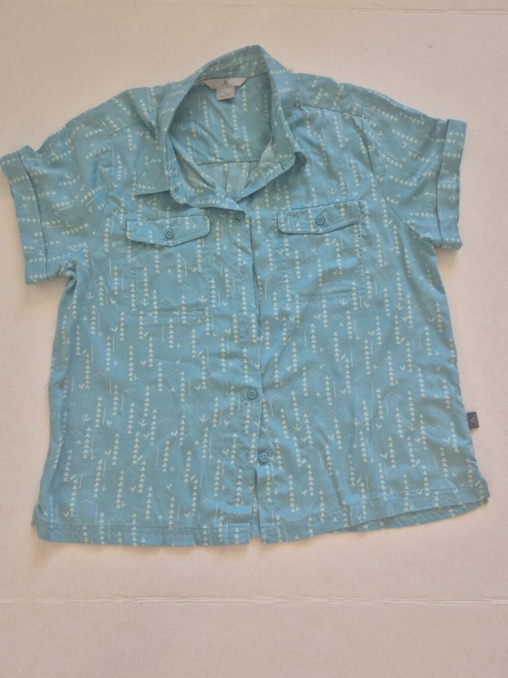 Ascend Blue Tencel Geometric Button‑Up Shirt